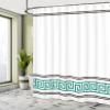 Ambesonne Abstract Shower Curtain, Simplistic Classic Greek Inspired Pattern in Monochrome Design, Cloth Fabric Bathroom Decor Set with Hooks, 69" W x 70" L, Black White and Teal view 4