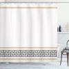 Ambesonne Abstract Shower Curtain, Simplistic Classic Greek Inspired Pattern in Monochrome Design, Cloth Fabric Bathroom Decor Set with Hooks, 69" W x 84" L, White and Ecru view 1