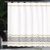 Ambesonne Abstract Shower Curtain, Simplistic Classic Greek Inspired Pattern in Monochrome Design, Cloth Fabric Bathroom Decor Set with Hooks, 69" W x 84" L, White and Ecru view 3