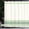 Ambesonne Abstract Shower Curtain, Simplistic Classic Greek Inspired Pattern in Monochrome Design, Cloth Fabric Bathroom Decor Set with Hooks, 69" W x 70" L, Emerald and White view 3