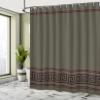 Ambesonne Abstract Shower Curtain, Simplistic Classic Greek Inspired Pattern in Monochrome Design, Cloth Fabric Bathroom Decor Set with Hooks, 69" W x 70" L, Dimgray Maroon and Brown view 4
