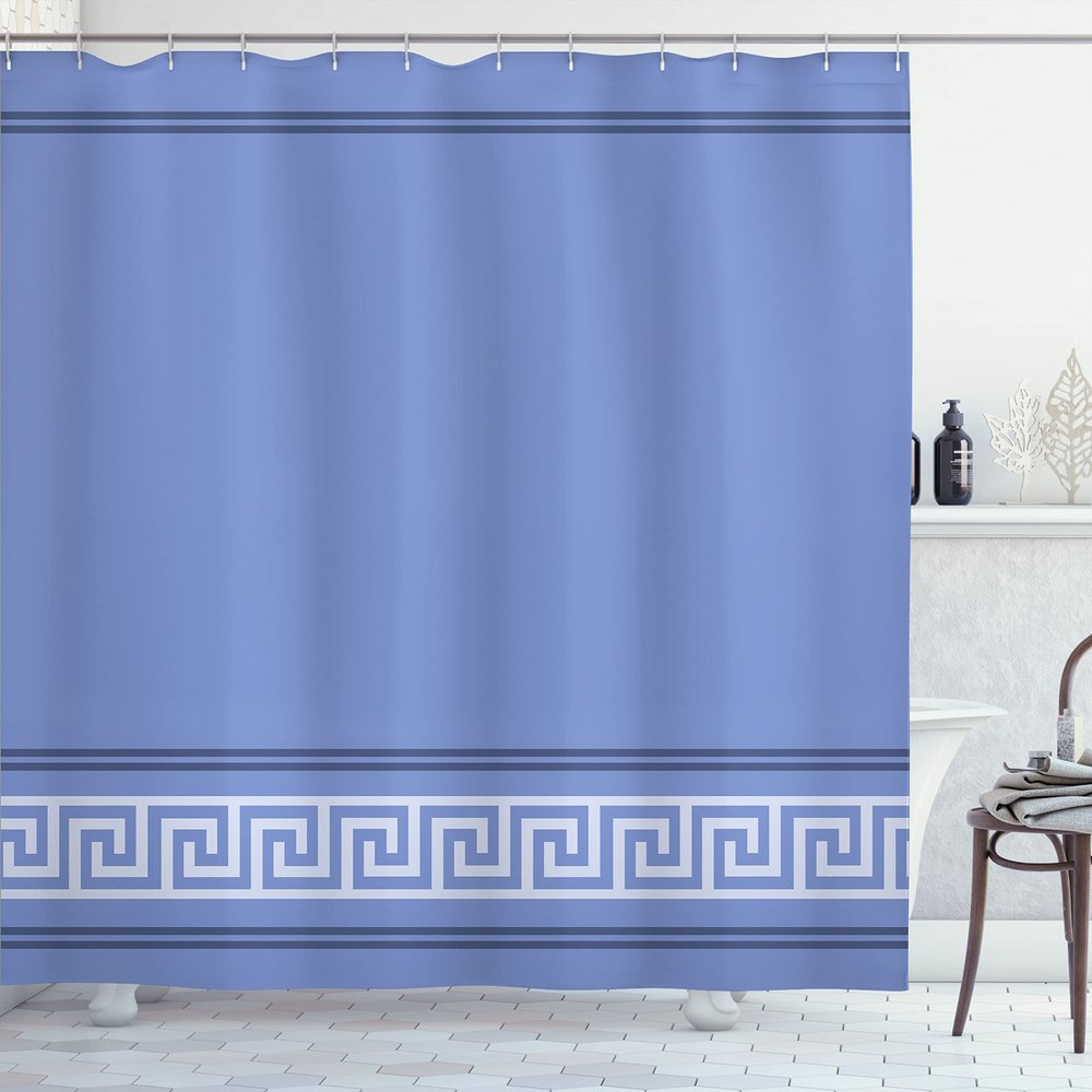 Ambesonne Abstract Shower Curtain, Simplistic Classic Greek Inspired Pattern in Monochrome Design, Cloth Fabric Bathroom Decor Set with Hooks, 69" W x 70" L, Mauve Taupe