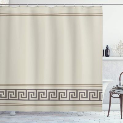 Ambesonne Abstract Shower Curtain, Simplistic Classic Greek Inspired Pattern in Monochrome Design, Cloth Fabric Bathroom Decor Set with Hooks, 69" W x 70" L, Umber and Taupe