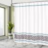 Ambesonne Abstract Shower Curtain, Simplistic Classic Greek Inspired Pattern in Monochrome Design, Cloth Fabric Bathroom Decor Set with Hooks, 69" W x 75" L, Cream Blue view 4