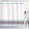 Ambesonne Abstract Shower Curtain, Simplistic Classic Greek Inspired Pattern in Monochrome Design, Cloth Fabric Bathroom Decor Set with Hooks, 69" W x 84" L, Cream Blue view 1