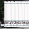 Ambesonne Abstract Shower Curtain, Simplistic Classic Greek Inspired Pattern in Monochrome Design, Cloth Fabric Bathroom Decor Set with Hooks, 69" W x 84" L, Cream Blue view 3