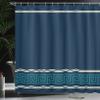 Ambesonne Abstract Shower Curtain, Simplistic Classic Greek Inspired Pattern in Monochrome Design, Cloth Fabric Bathroom Decor Set with Hooks, 69" W x 70" L, Dark Blue view 3