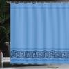 Ambesonne Abstract Shower Curtain, Simplistic Classic Greek Inspired Pattern in Monochrome Design, Cloth Fabric Bathroom Decor Set with Hooks, 69" W x 70" L, Navy and Blue view 3