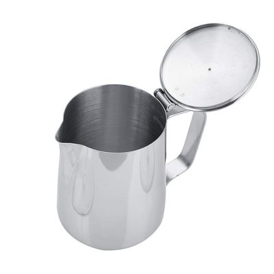 Fealay Espresso Cup Creamer Stainless Steel Cup Mug Milk Frothing Pitcher Jug with Lid for Latte Coffee Art