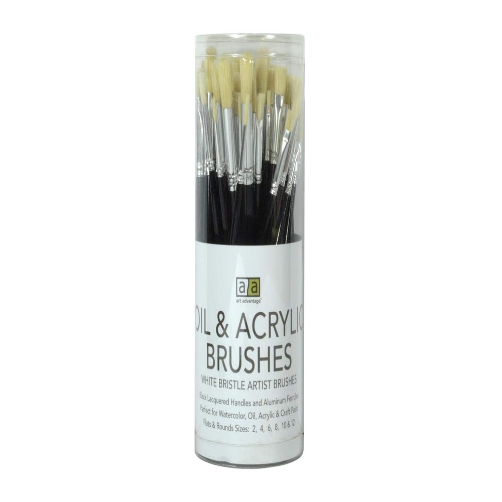 Art Advantage Bristle Brush Oil/Acrylic 72pc Drum
