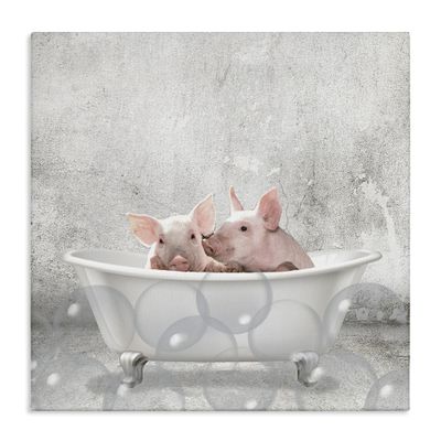 Stupell Industries Baby Piglets Bath Time Cute Animal Design, Designed by Kim Allen Wall Art, 30 x 1.5 x 30, Canvas