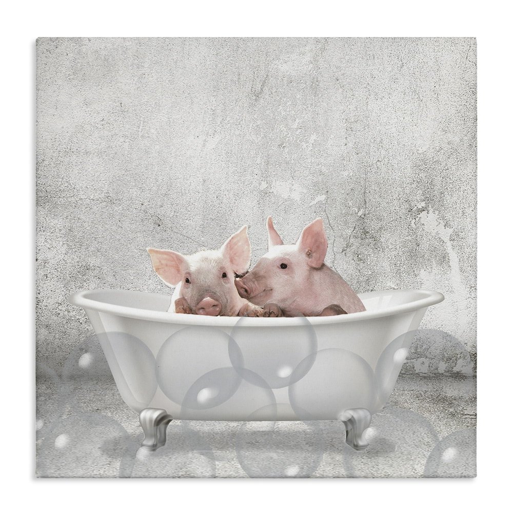 Stupell Industries Baby Piglets Bath Time Cute Animal Design, Designed by Kim Allen Wall Art, 30 x 1.5 x 30, Canvas