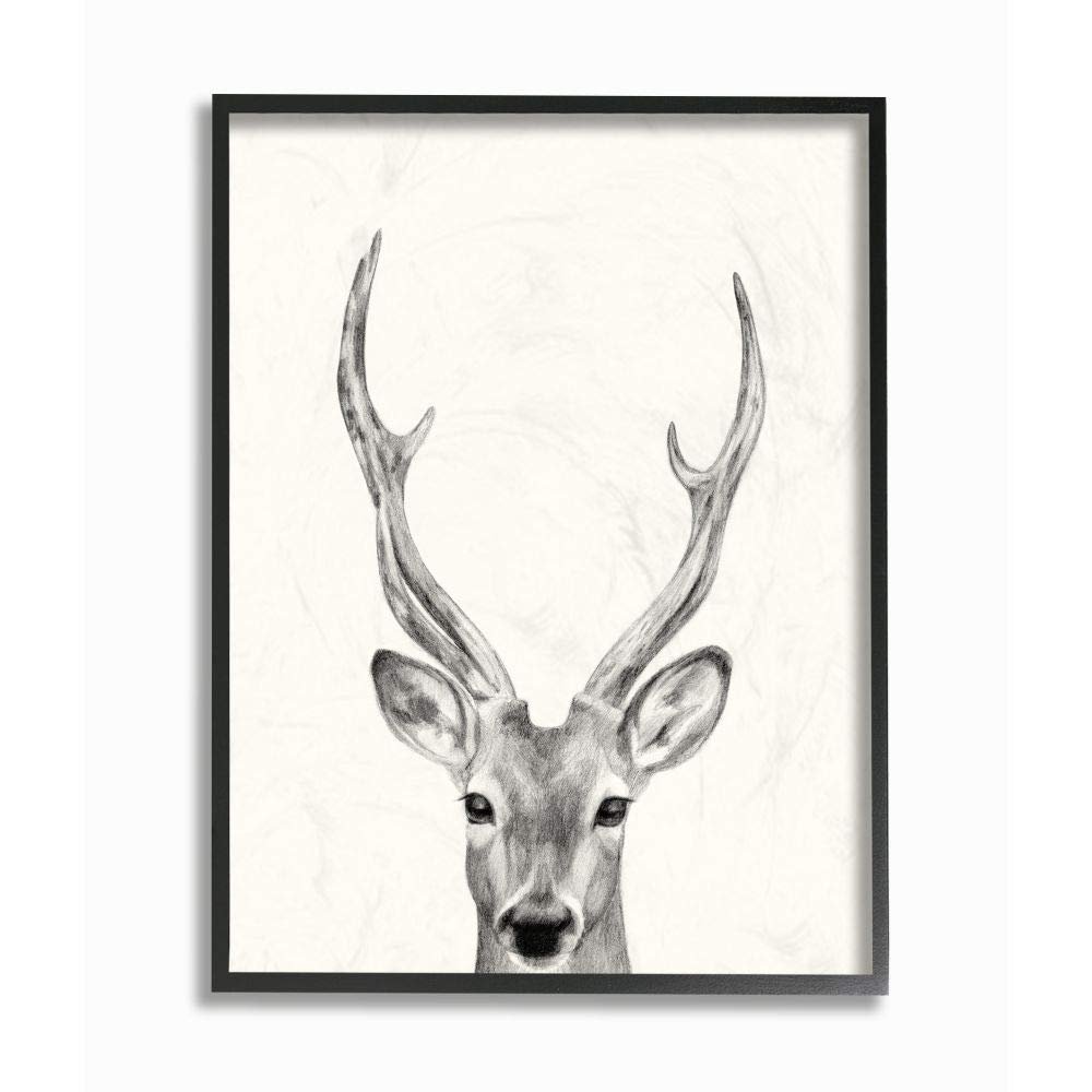 Stupell Industries Deer Portrait Grey Drawing Design