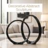 Aluminum Ring Decorative Object  Set of 2 Circular Sculpture Modern Home Decor  Minimalist Shelves & Coffee Table Decor for Office & Living Room  12" x 14", Black view 3