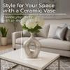 Stoneware Cut-Out Scratched Oval Vase Textured Metallic Finish  Modern Glam Decorative Vase for Flowers or Standalone Display  Home Decor Accent for Living Room, Bedroom, or Office  13", Silver view 2