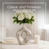 Stoneware Cut-Out Scratched Oval Vase Textured Metallic Finish  Modern Glam Decorative Vase for Flowers or Standalone Display  Home Decor Accent for Living Room, Bedroom, or Office  13", Silver view 4