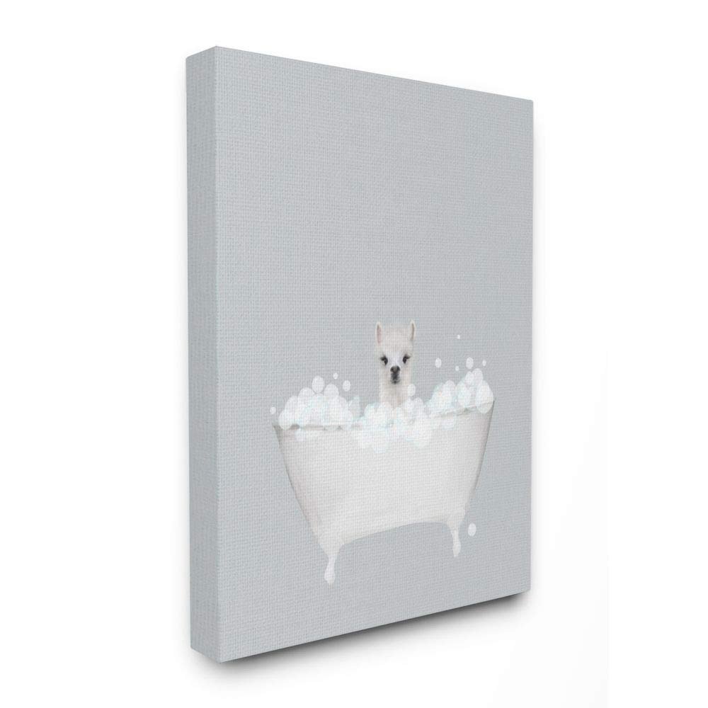 Stupell Industries Alpaca Blue Bath Cute Animal Design