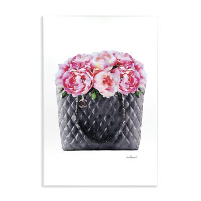 Stupell Industries Pink Flower Purse Glam Fashion Watercolor Design, Designed by Amanda Greenwood Art, 13 x 19, Wall Plaque