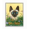 Stupell Industries Bee Happy Funny Cat Cartoon Pet Design view 1