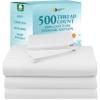 California Design Den Split King Sheets Set for Adjustable Bed, 100% Cotton 500 Thread Count Sateen, Snug Fit, Set with Twin-XL Fitted Sheets, Damask Stripe Bedsheets (Split King, Stripe - White) view 1