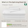California Design Den Split King Sheets Set for Adjustable Bed, 100% Cotton 500 Thread Count Sateen, Snug Fit, Set with Twin-XL Fitted Sheets, Damask Stripe Bedsheets (Split King, Stripe - White) view 3