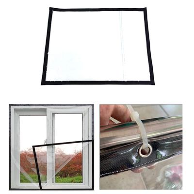 COSMOSS Window Door Insulation Plastic PVC Shield Panel Film Block Wind Screen Electricity Efficient Dust Balcony Patio Storm Hurricane Barrier Glass Protection (Ring Hole, 78"x118")