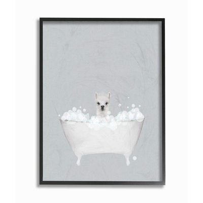 Stupell Industries Alpaca Blue Bath Cute Animal Design