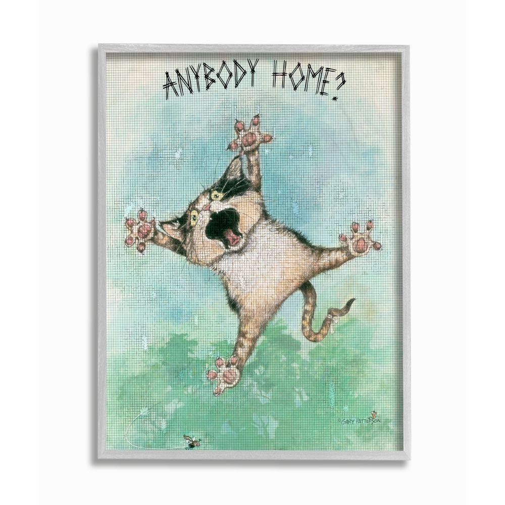 Stupell Industries Anybody Home Funny Cat Cartoon Pet Design