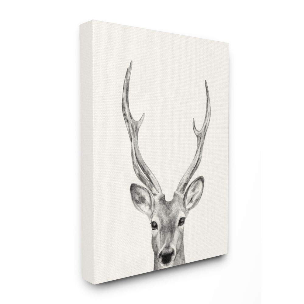 Stupell Industries Deer Portrait Grey Drawing Design, Designed by Victoria Borges Wall Art, 30 x 1.5 x 40, Canvas