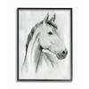 Stupell Industries Horse Portrait Grey Drawing Design, Designed by Grace Popp Wall Art, 16 x 1.5 x 20, Black Framed view 1