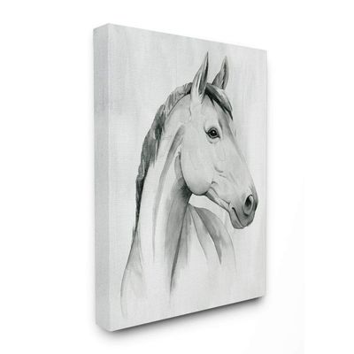 Stupell Industries Horse Portrait Grey Drawing Design