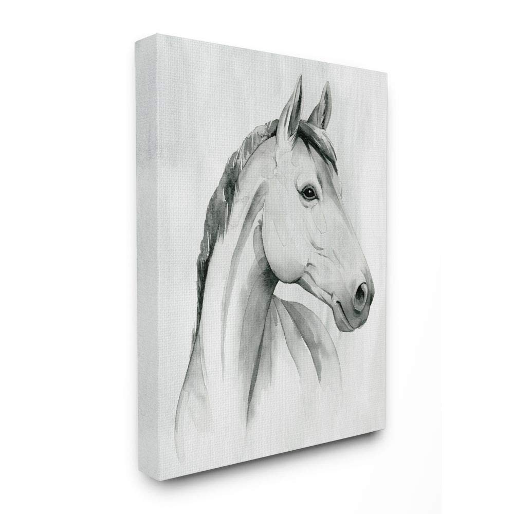 Stupell Industries Horse Portrait Grey Drawing Design