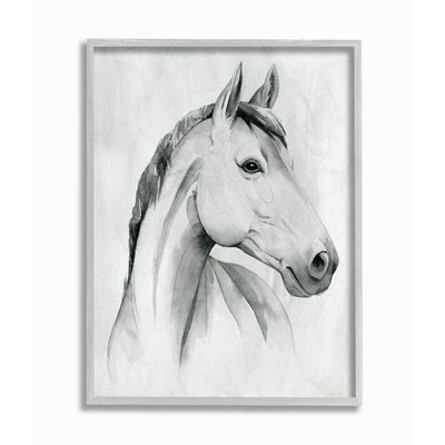 Stupell Industries Horse Portrait Grey Drawing Design