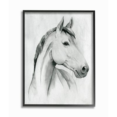 Stupell Industries Horse Portrait Grey Drawing Design