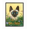 Stupell Industries Bee Happy Funny Cat Cartoon Pet Design view 1