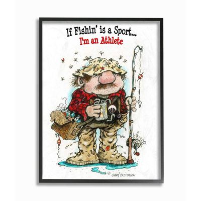 Stupell Industries Fishing I'm an Athlete Funny Sports Cartoon Design