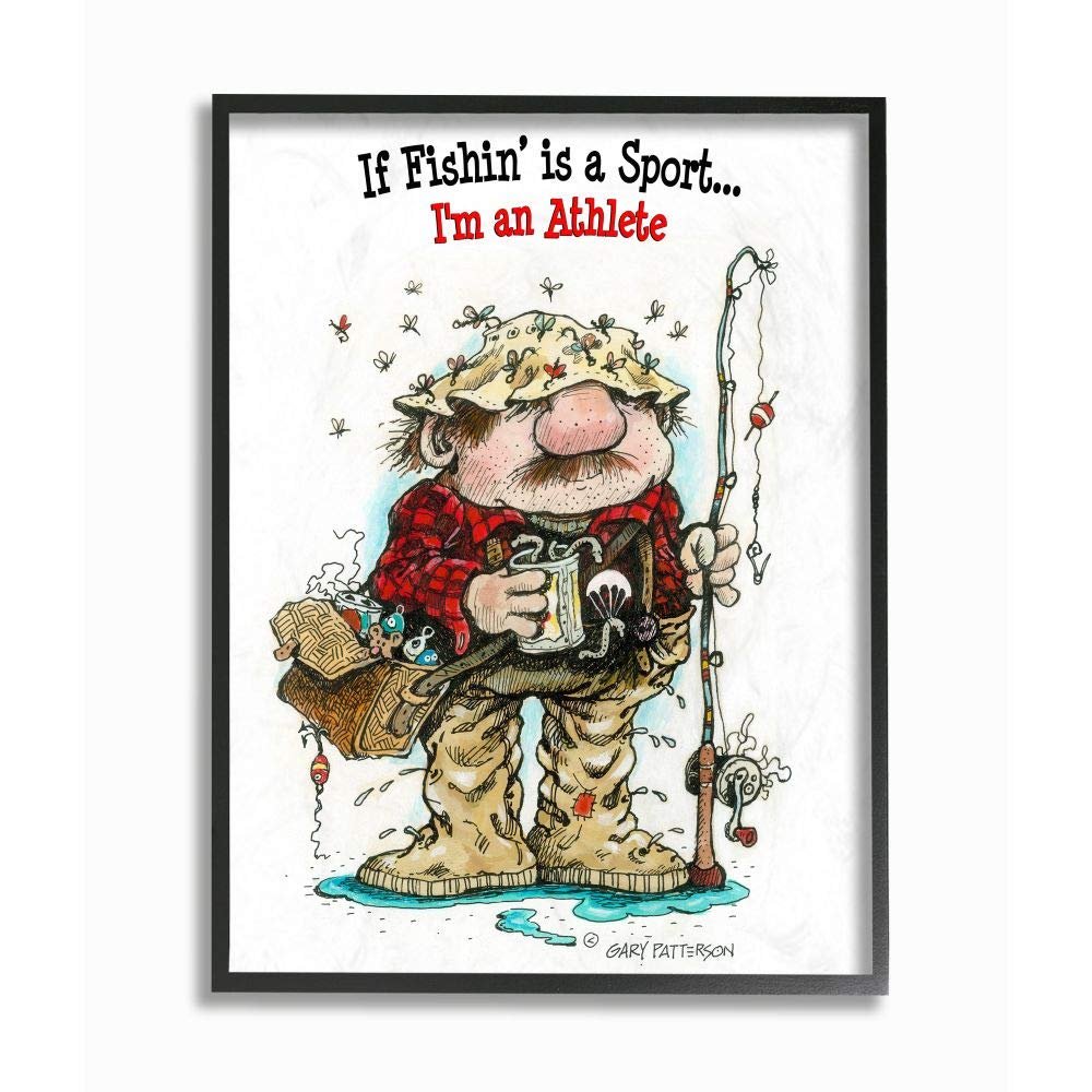 Stupell Industries Fishing I'm an Athlete Funny Sports Cartoon Design