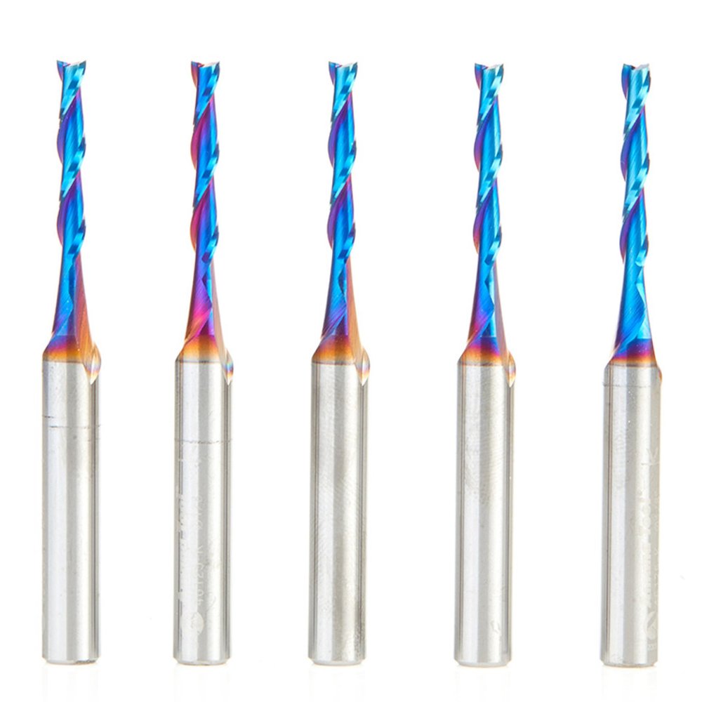 Amana Tool Spektra Extreme Tool Life Coated Solid Carbide Spiral Plunge Router Bit, 46125-K-5 5 Pack, 1/8 Dia x 13/16 CH x 1/4 Shank 2-1/2 Inch Long Up-Cut