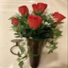 Crypt Cemetery Vase & Red Rose Silk Flowers Disc Base Ring Support for Epoxy view 1