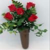 Crypt Cemetery Vase & Red Rose Silk Flowers Disc Base Ring Support for Epoxy view 2
