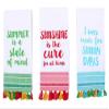 New Summer Sayings States of Mind Embroidered Trim Tropical Tassel Fringe Cotton Kitchen Dish Hand Towel 3 Piece Set view 1