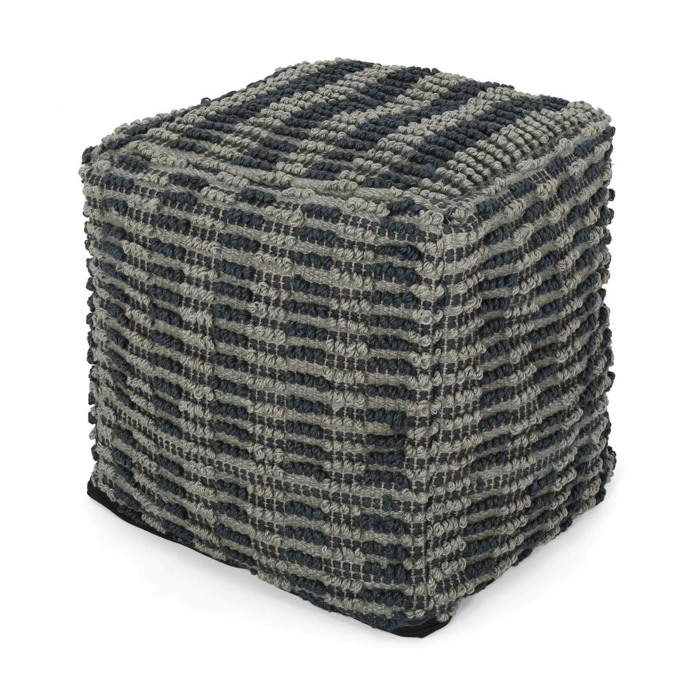 Christopher Knight Home Carolina Boho Fabric Cube Pouf, Blue and Teal, Natural