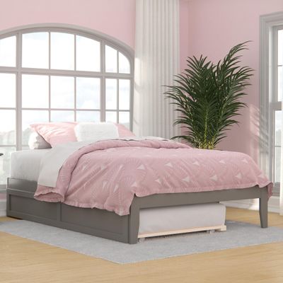 AFI Colorado Full Size Platform Bed with Twin Trundle and Charging Station in Grey