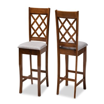 Baxton Studio Set of 2 167-9888-AMZ Counter Stools, Grey/Walnut