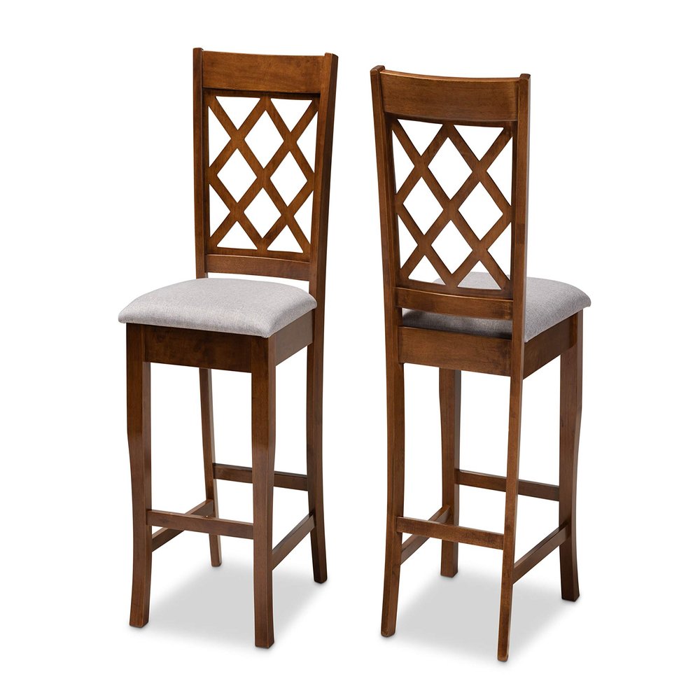 Baxton Studio Set of 2 167-9888-AMZ Counter Stools, Grey/Walnut