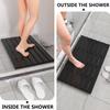 Domax Wooden Bamboo Bath Shower Mat- Non-Slip Waterproof Large Bathroom Floor Mat for Indoor Outdoor (Black, 31.3 x 18.1 x 1.5 Inches) view 2