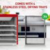 Electric Countertop Food Dehydrator Machine - 350-Watt Premium Multi-Tier Meat Beef Jerky Maker Fruit/Vegetable Dryer w/ 4 Stainless Steel Trays, Digital Timer, Temperature Control - NutriChef NCDH4S view 4