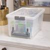 Best Kept Semi Satchel with Removable Dividers, Stackable Home Storage Organization Container, Clear with Sliver Latches and Handle view 2