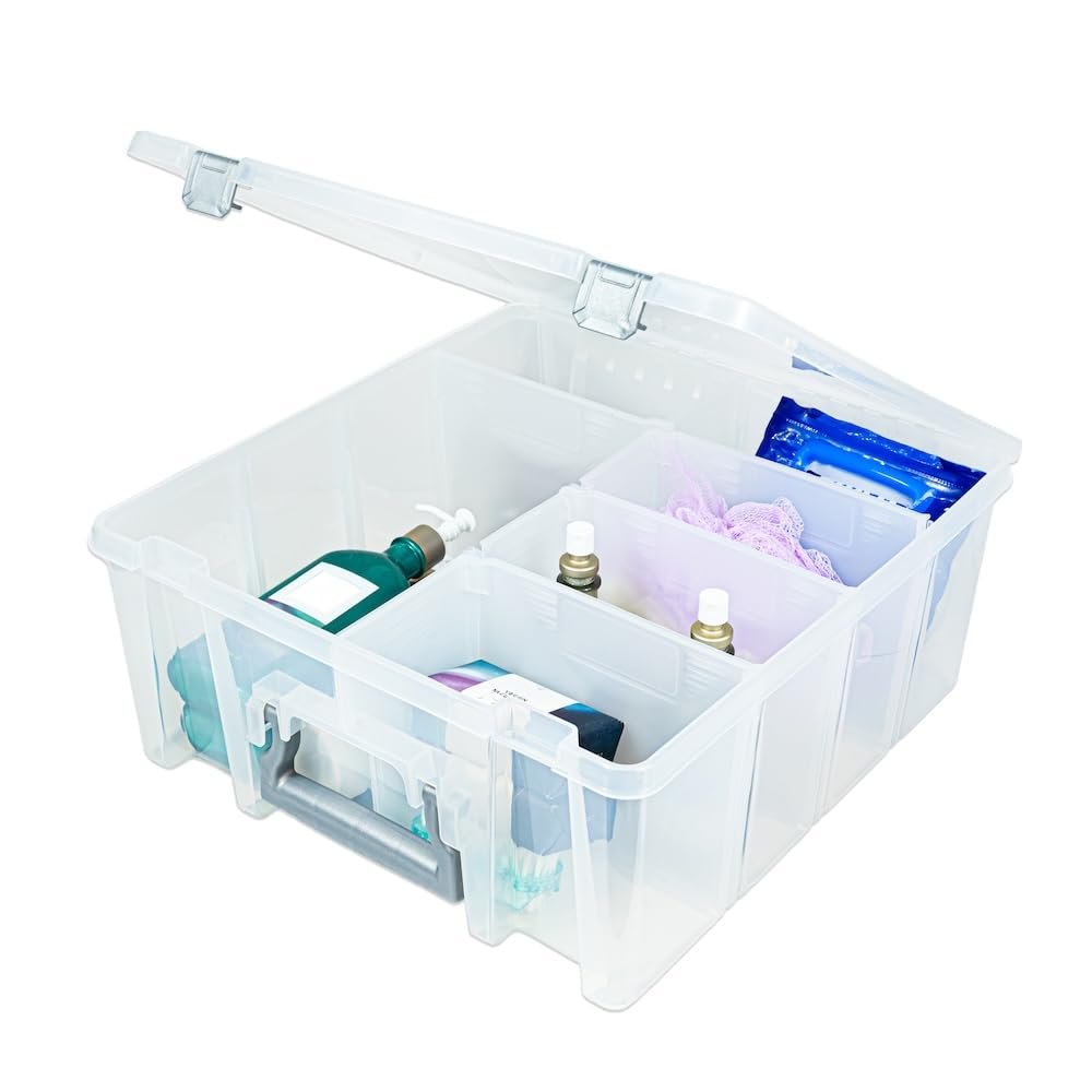 Best Kept Super Satchel Double Deep Compartment Box - Art Storage with 8 Removable Compartments | Smart Closure for Craft Supplies, Home & Office Improvement