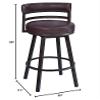 Armen Living Titana 30" Swivel Barstool in Auburn Bay Finish with Brown Faux Leather view 3